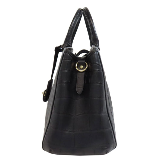 COACH Handbag F37097 leather black Embossed 2WAY Women Used Authentic