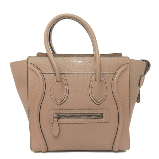 CELINE Handbag Calfskin beige Luggage micro Women Used Authentic