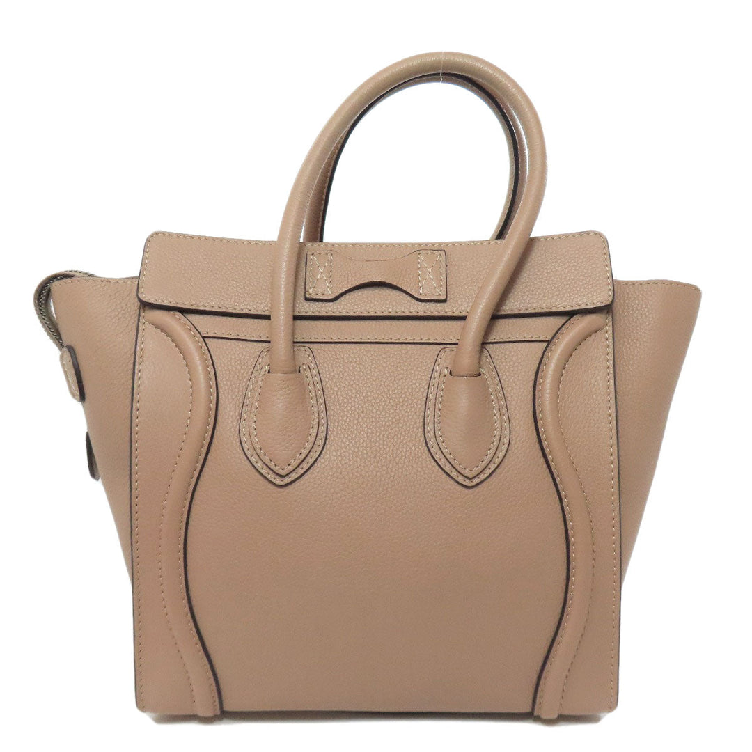 CELINE Handbag Calfskin beige Luggage micro Women Used Authentic