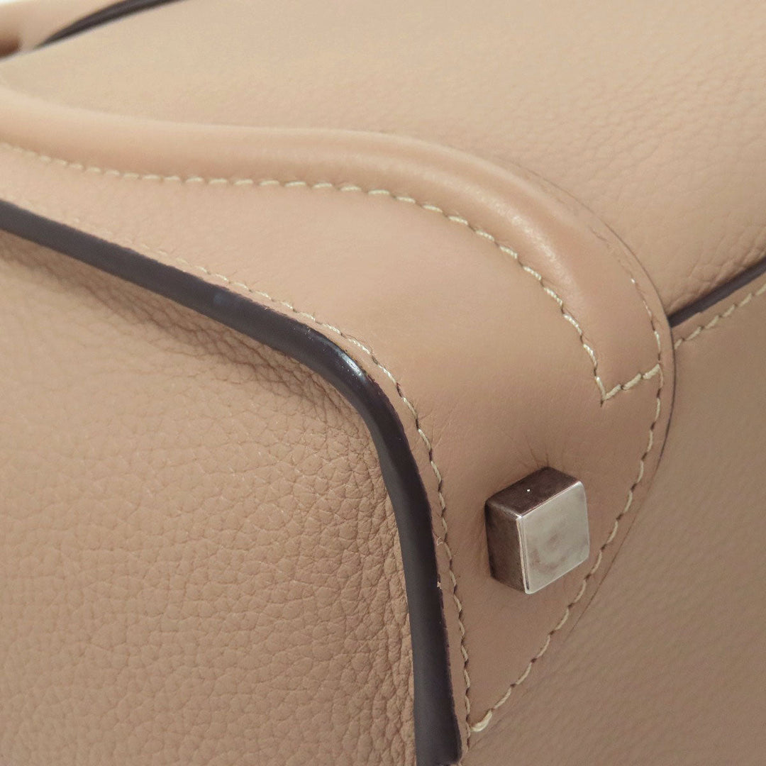 CELINE Handbag Calfskin beige Luggage micro Women Used Authentic