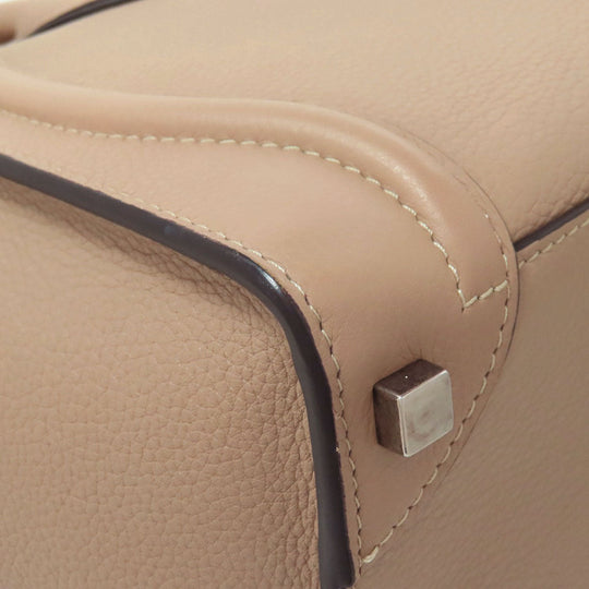 CELINE Handbag Calfskin beige Luggage micro Women Used Authentic