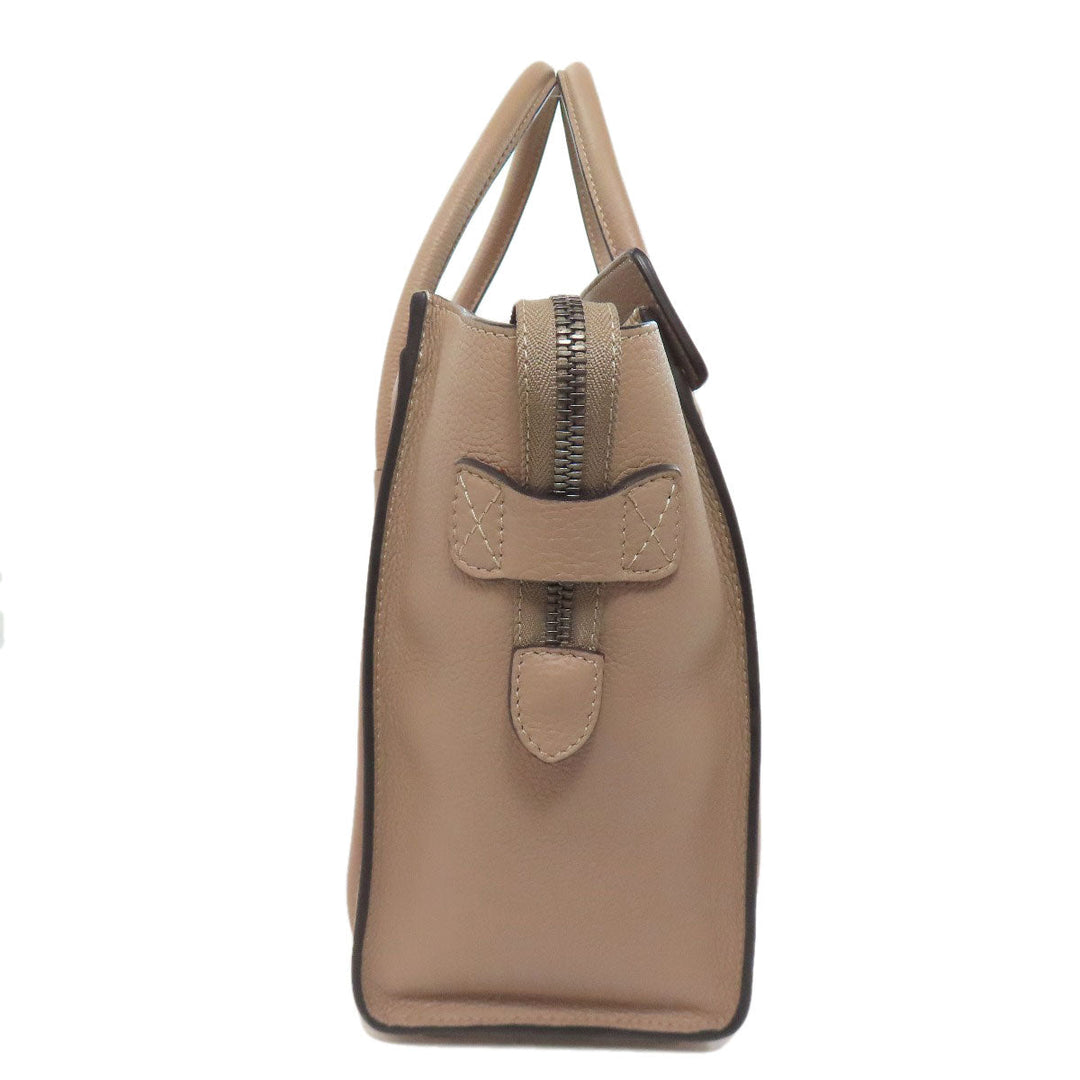 CELINE Handbag Calfskin beige Luggage micro Women Used Authentic