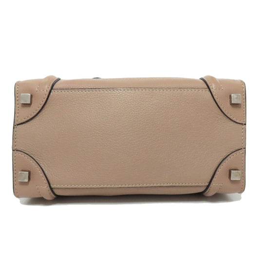 CELINE Handbag Calfskin beige Luggage micro Women Used Authentic