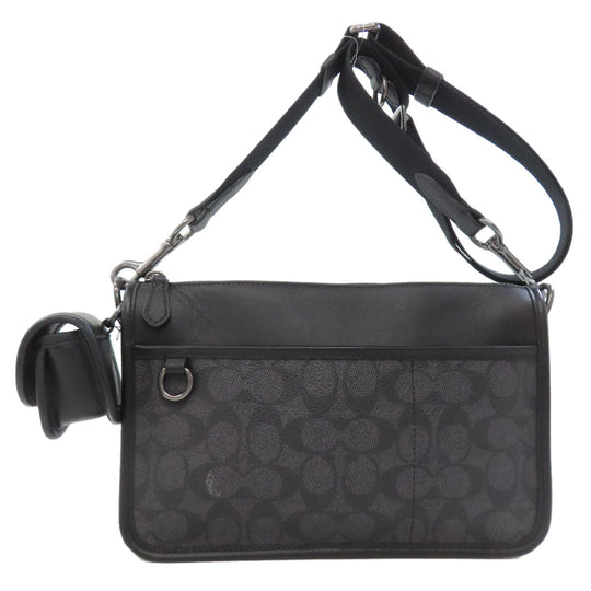 COACH Shoulder Bag CW373 PVC black Heritage Convertible Signature