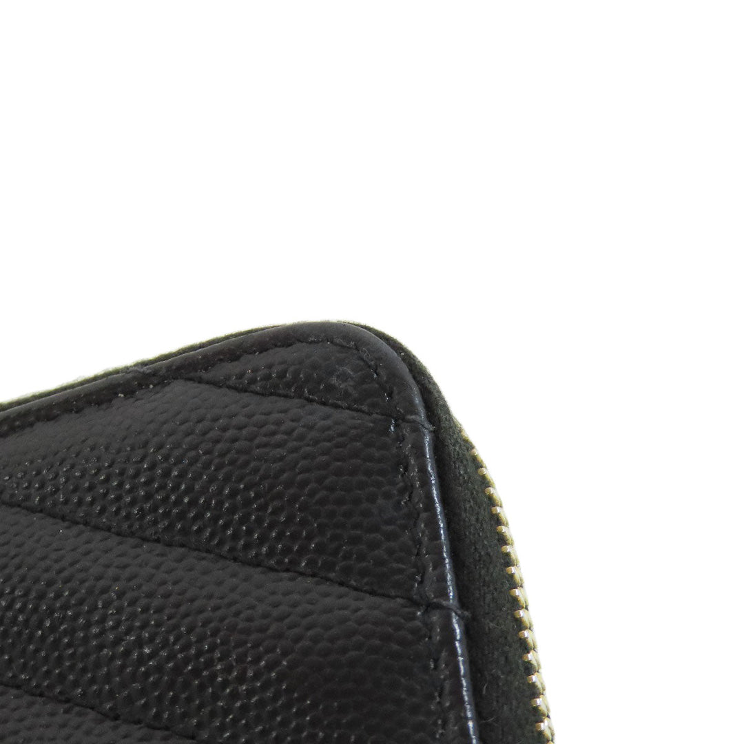 SAINT LAURENT Bifold Wallet Calfskin black Vstitch Women Used Authentic