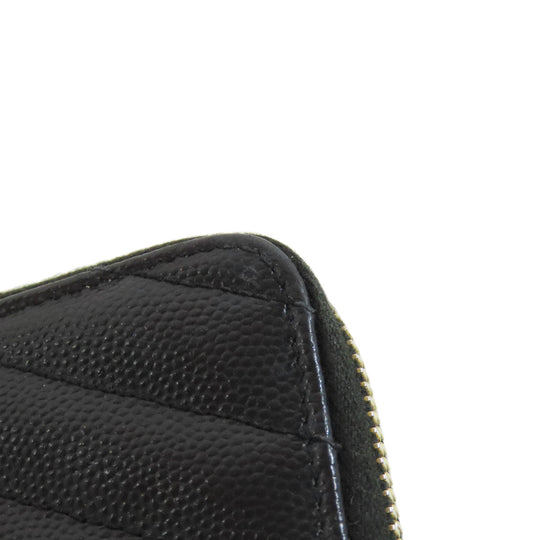 SAINT LAURENT Bifold Wallet Calfskin black Vstitch Women Used Authentic