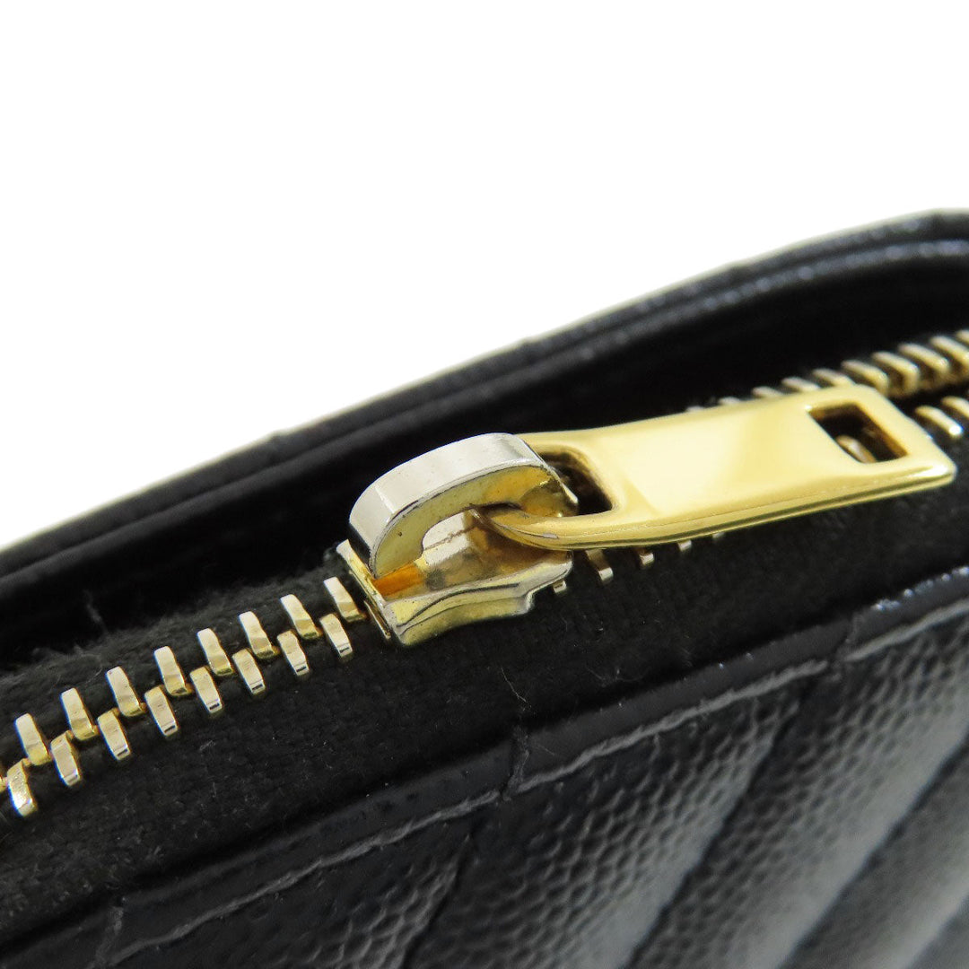SAINT LAURENT Bifold Wallet Calfskin black Vstitch Women Used Authentic