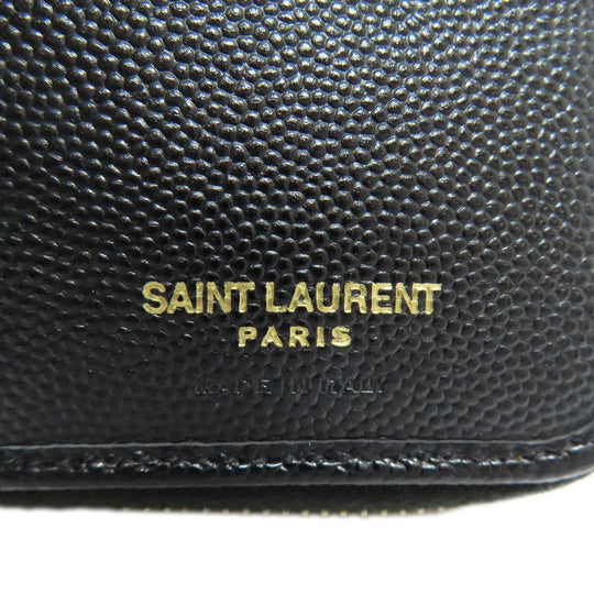 SAINT LAURENT Bifold Wallet Calfskin black Vstitch Women Used Authentic