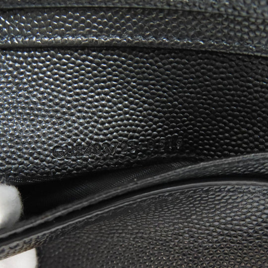 SAINT LAURENT Bifold Wallet Calfskin black Vstitch Women Used Authentic