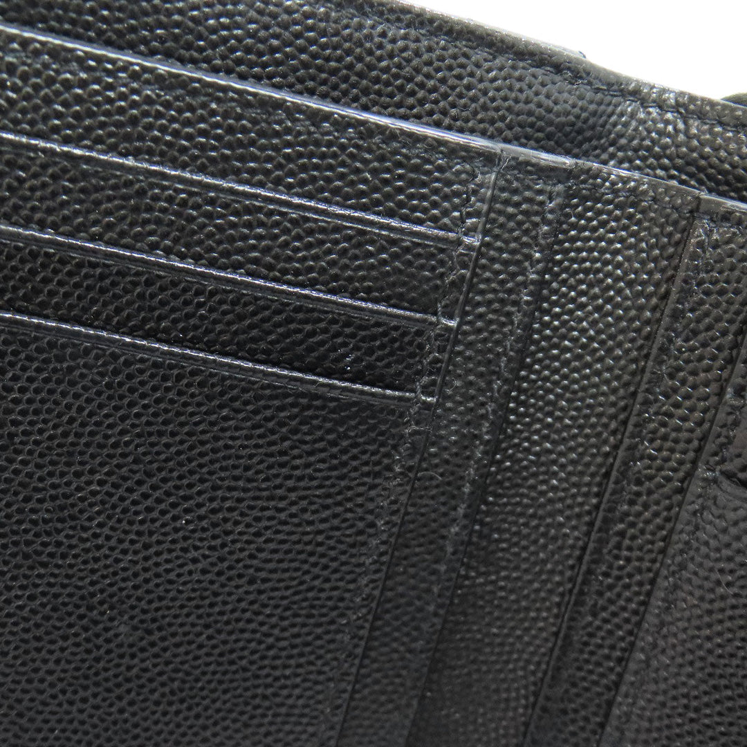 SAINT LAURENT Bifold Wallet Calfskin black Vstitch Women Used Authentic
