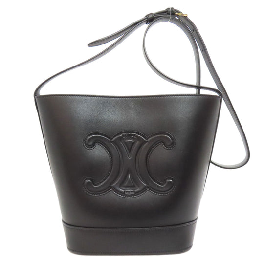 CELINE Shoulder Bag Calfskin black Small Bucket Cuir Women Used Authentic