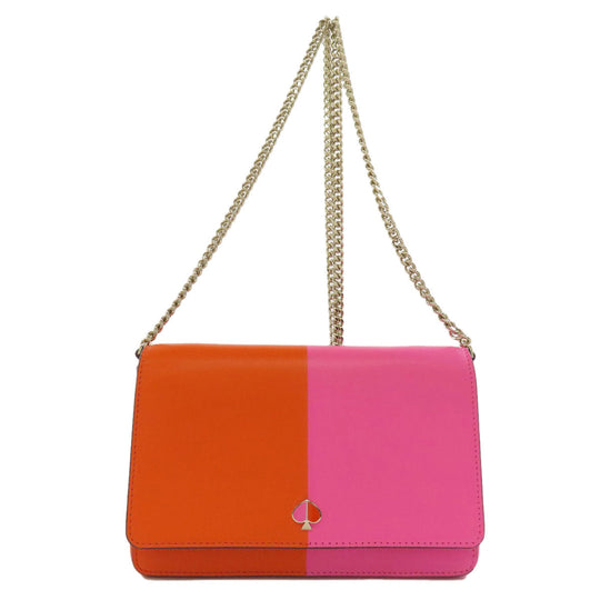 Kate Spade Long Wallet Purse leather pink Chain Wallet Bicolor Women Used Authentic