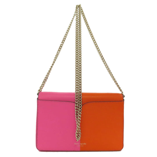 Kate Spade Long Wallet Purse leather pink Chain Wallet Bicolor Women Used Authentic