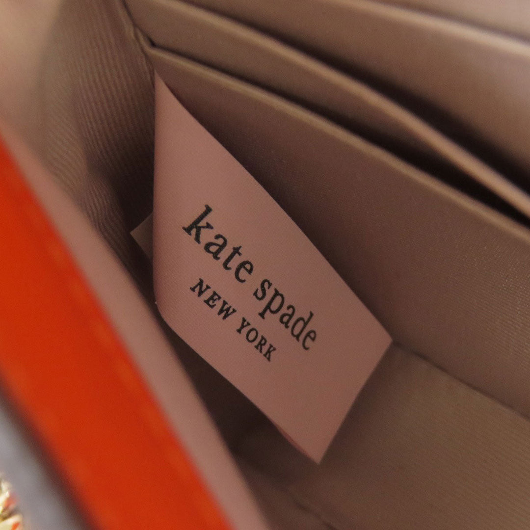Kate Spade Long Wallet Purse leather pink Chain Wallet Bicolor Women Used Authentic