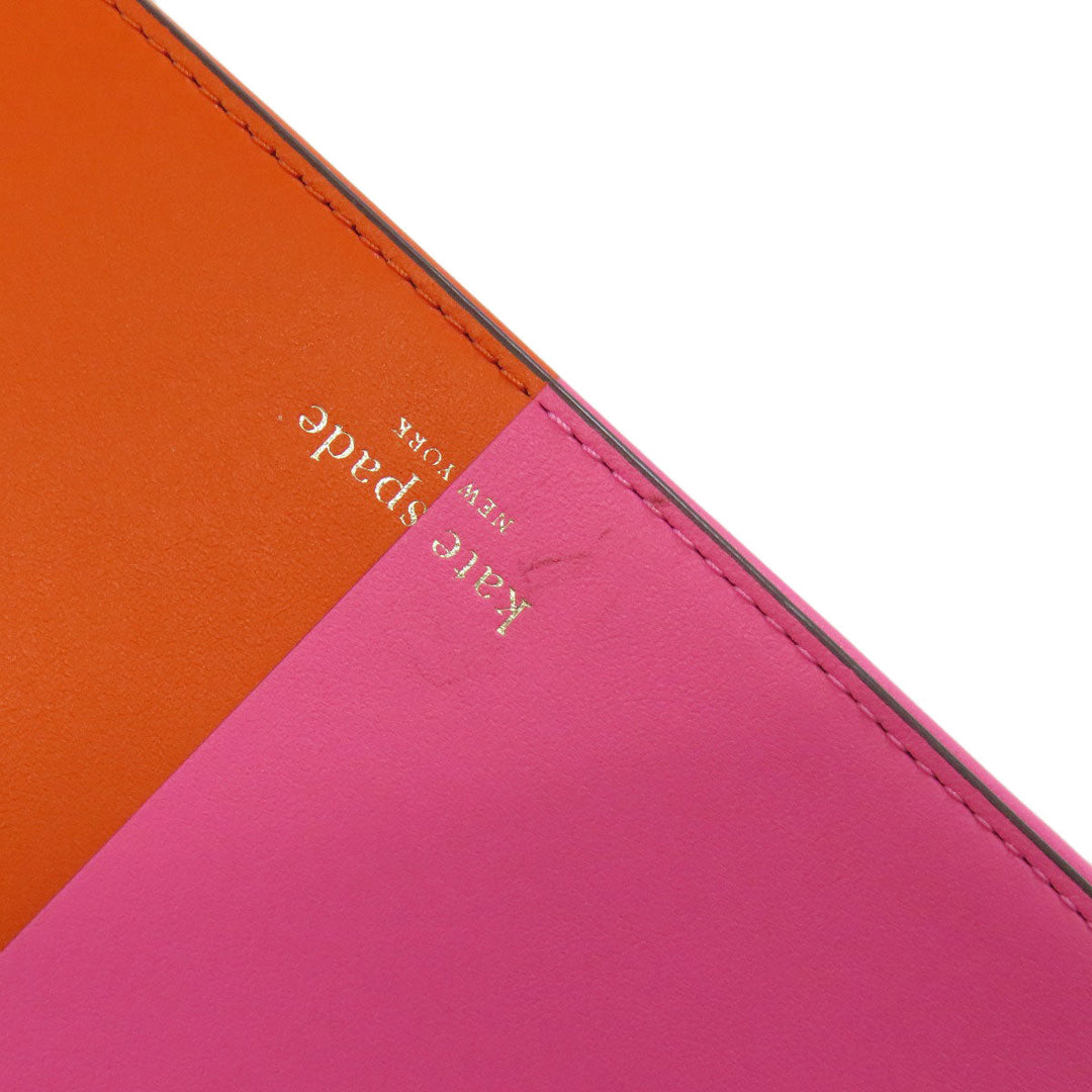 Kate Spade Long Wallet Purse leather pink Chain Wallet Bicolor Women Used Authentic