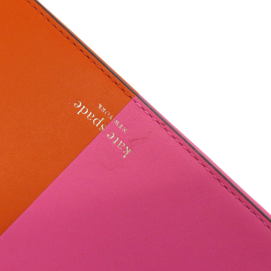 Kate Spade Long Wallet Purse leather pink Chain Wallet Bicolor Women Used Authentic