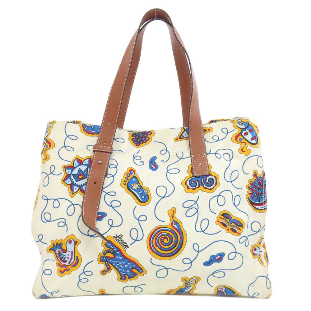LOEWE Tote Bag canvas white Paula's Ibiza Women Used Authentic