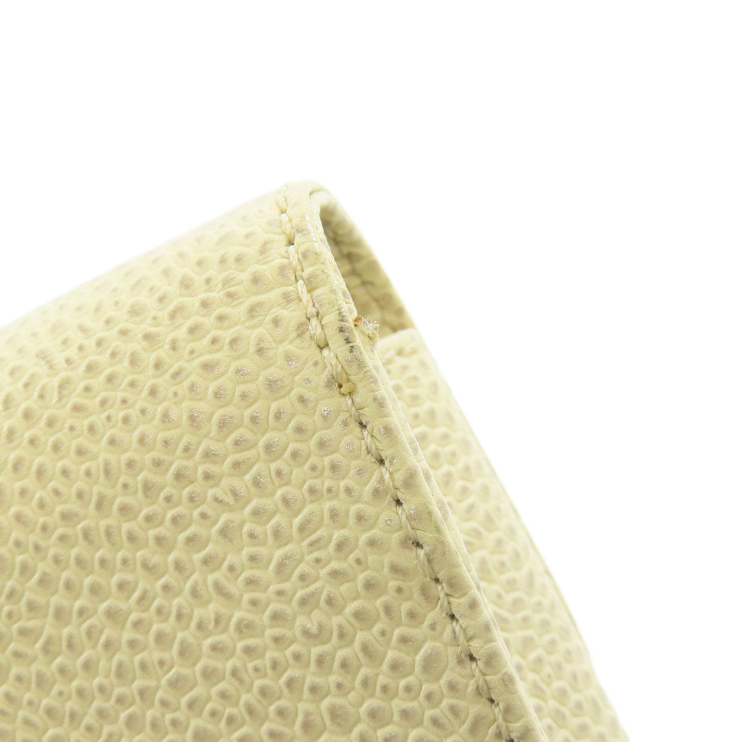 CHANEL Cigarette case Grained Calfskin Skin white COCO Mark Gold Metal Cigarette Case Women Used Authentic