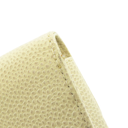 CHANEL Cigarette case Grained Calfskin Skin white COCO Mark Gold Metal Cigarette Case Women Used Authentic