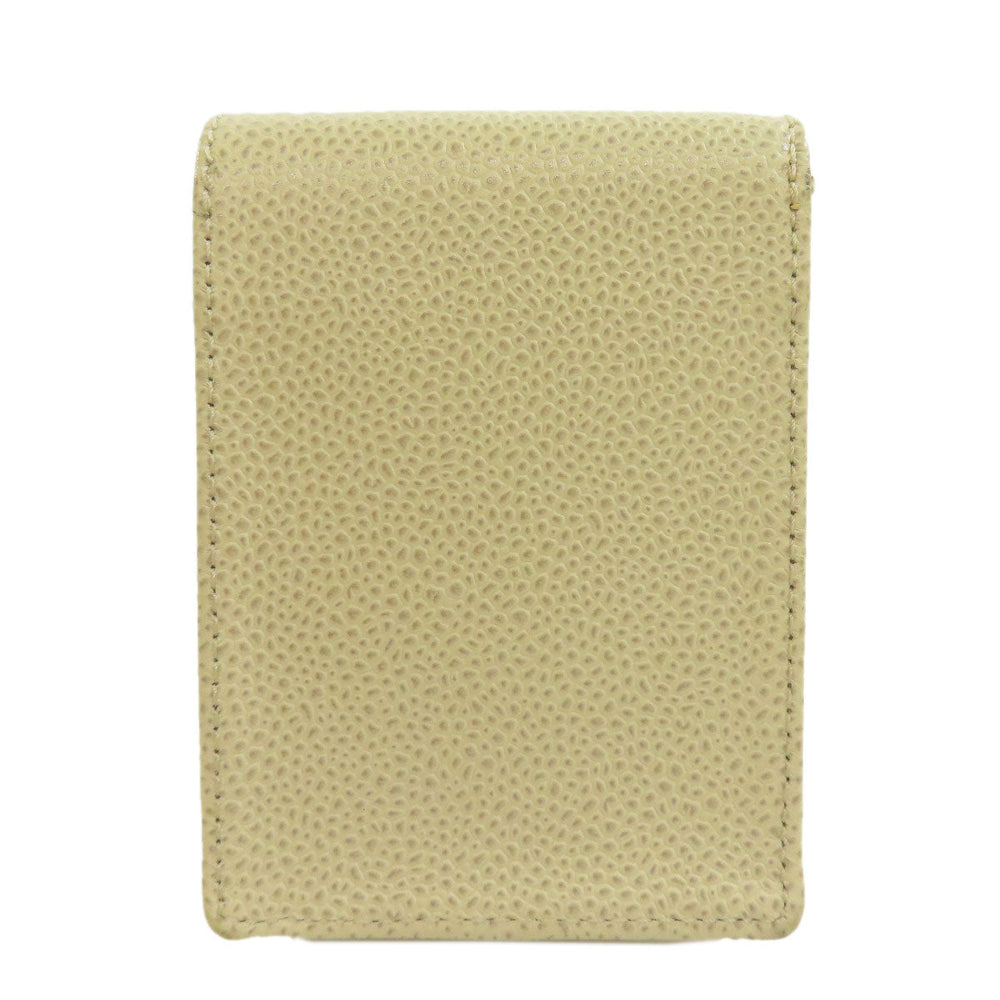 CHANEL Cigarette case Grained Calfskin Skin white COCO Mark Gold Metal Cigarette Case Women Used Authentic