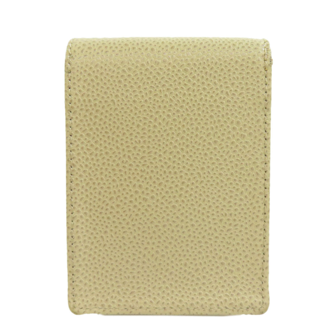 CHANEL Cigarette case Grained Calfskin Skin white COCO Mark Gold Metal Cigarette Case Women Used Authentic