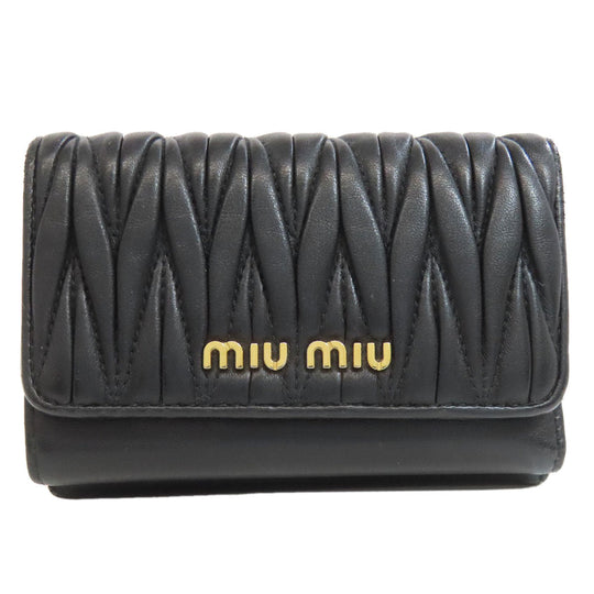 MIUMIU Bifold Wallet Calfskin black Materasse Women Used Authentic