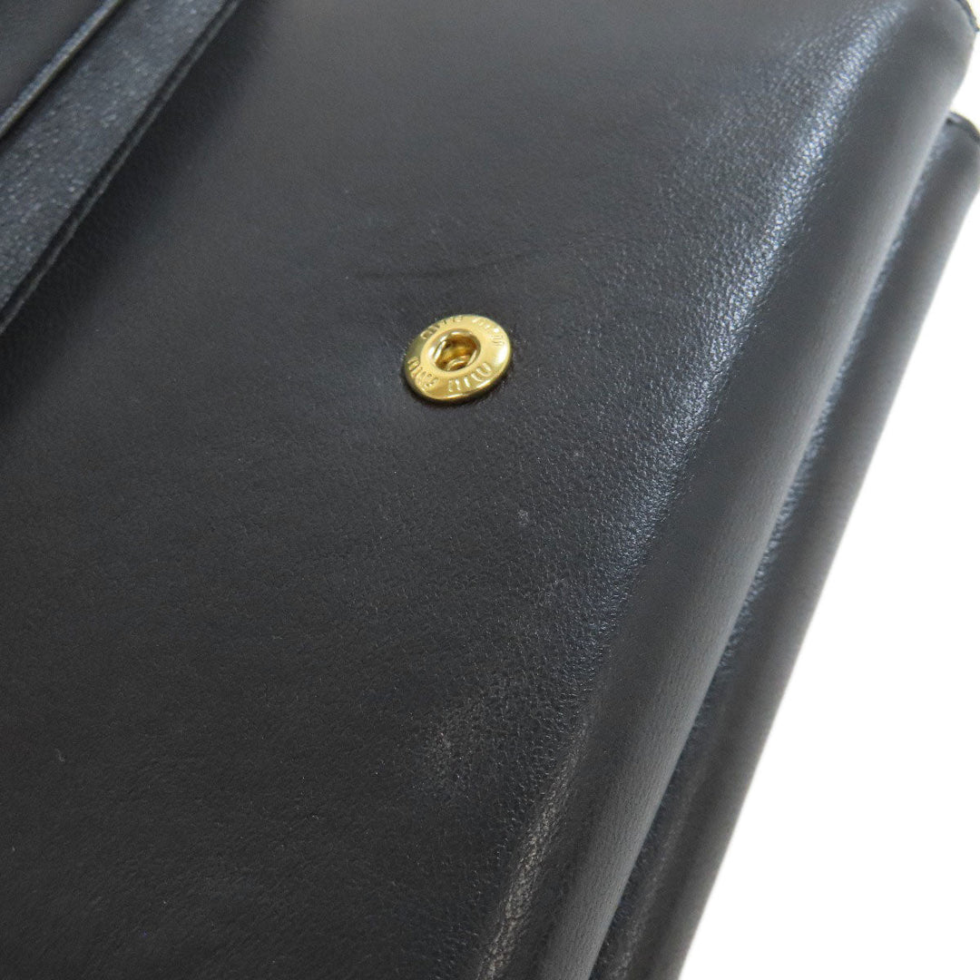 MIUMIU Bifold Wallet Calfskin black Materasse Women Used Authentic