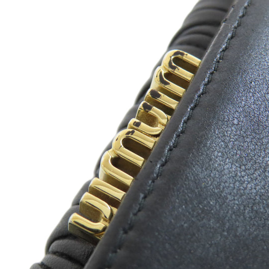 MIUMIU Bifold Wallet Calfskin black Materasse Women Used Authentic
