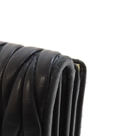 MIUMIU Bifold Wallet Calfskin black Materasse Women Used Authentic