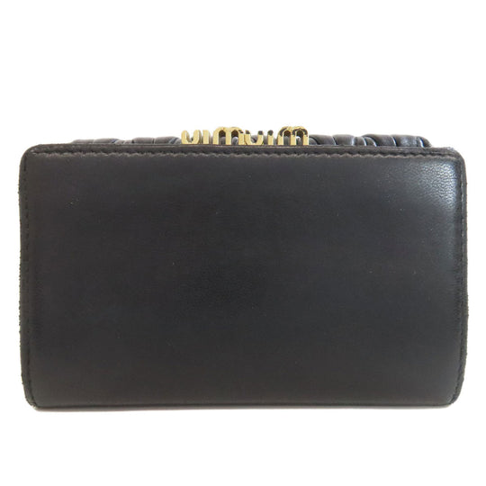 MIUMIU Bifold Wallet Calfskin black Materasse Women Used Authentic