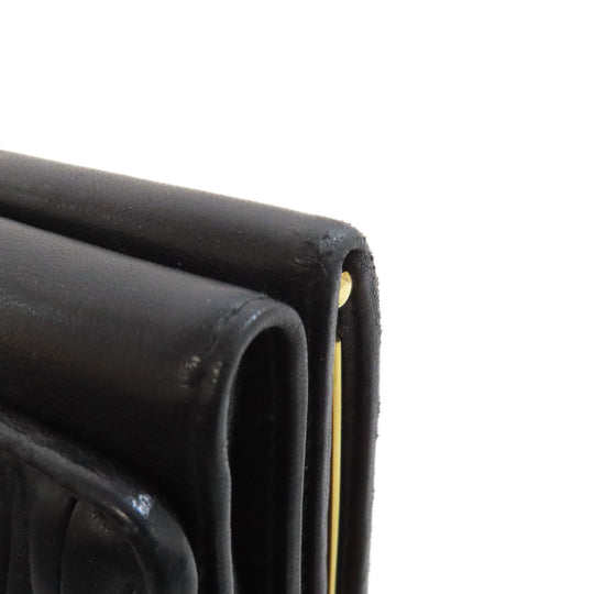 MIUMIU Bifold Wallet Calfskin black Materasse Women Used Authentic