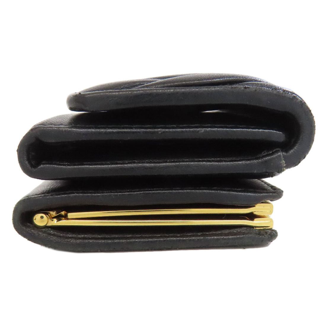 MIUMIU Bifold Wallet Calfskin black Materasse Women Used Authentic