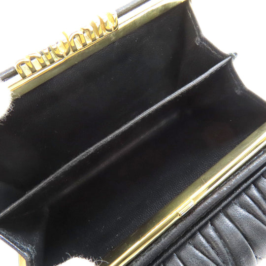 MIUMIU Bifold Wallet Calfskin black Materasse Women Used Authentic