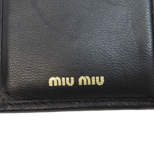 MIUMIU Bifold Wallet Calfskin black Materasse Women Used Authentic