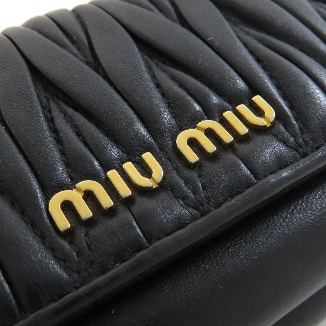 MIUMIU Bifold Wallet Calfskin black Materasse Women Used Authentic