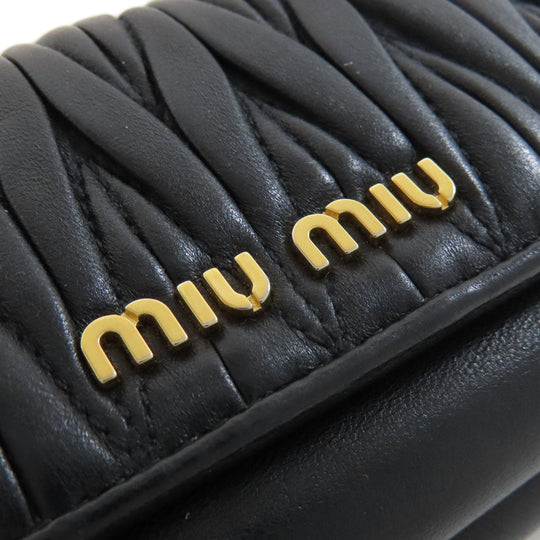 MIUMIU Bifold Wallet Calfskin black Materasse Women Used Authentic