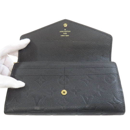 LOUIS VUITTON Long Wallet Purse M61182 Ann Platt black Portefeuille Sara Women Used Authentic