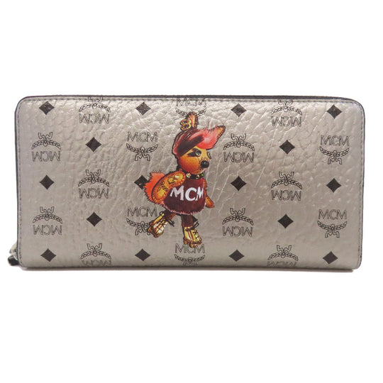 MCM Long Wallet Purse PVC Silver Rabbit print