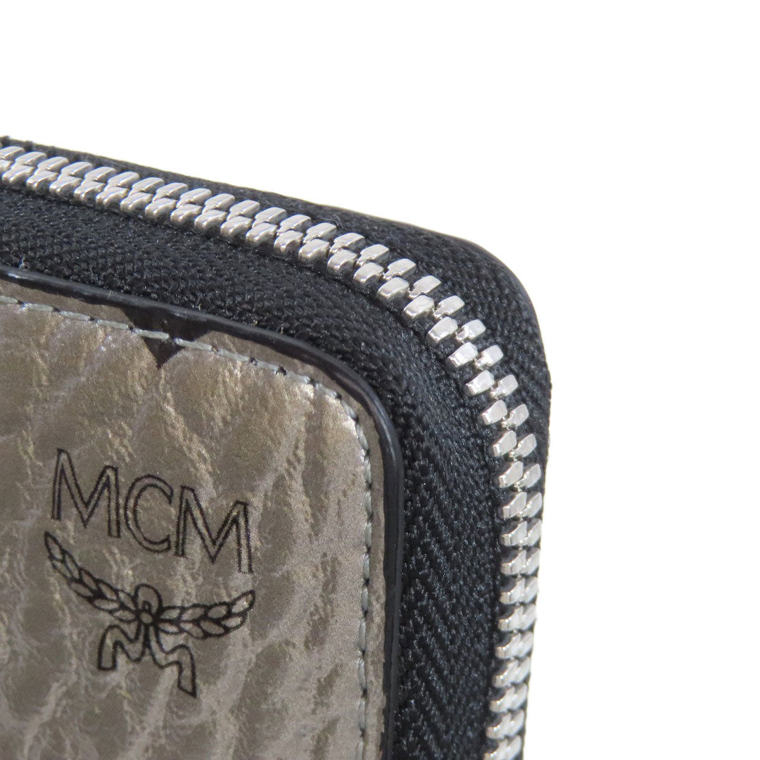 MCM Long Wallet Purse PVC Silver Rabbit print