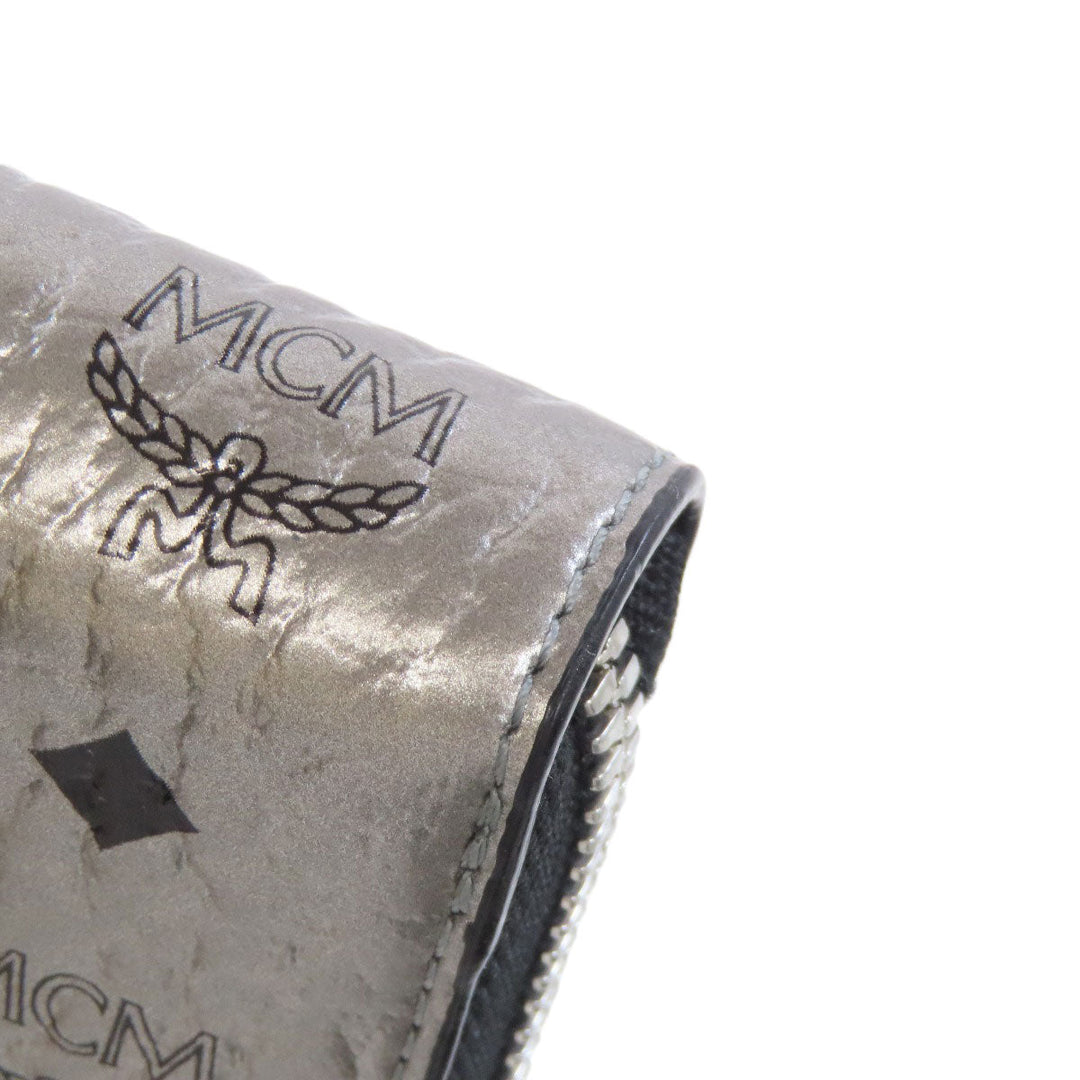 MCM Long Wallet Purse PVC Silver Rabbit print