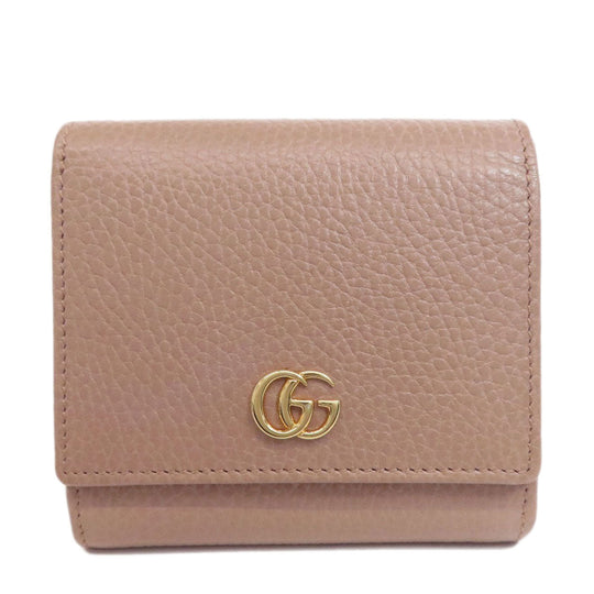 GUCCI Bifold Wallet 593587 leather beige Double G GG Marmont Medium Wallet Women Used Authentic