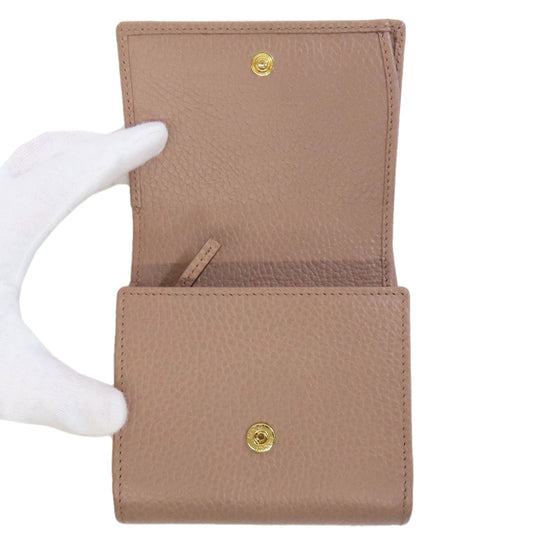 GUCCI Bifold Wallet 593587 leather beige Double G GG Marmont Medium Wallet Women Used Authentic