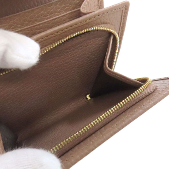GUCCI Bifold Wallet 593587 leather beige Double G GG Marmont Medium Wallet Women Used Authentic
