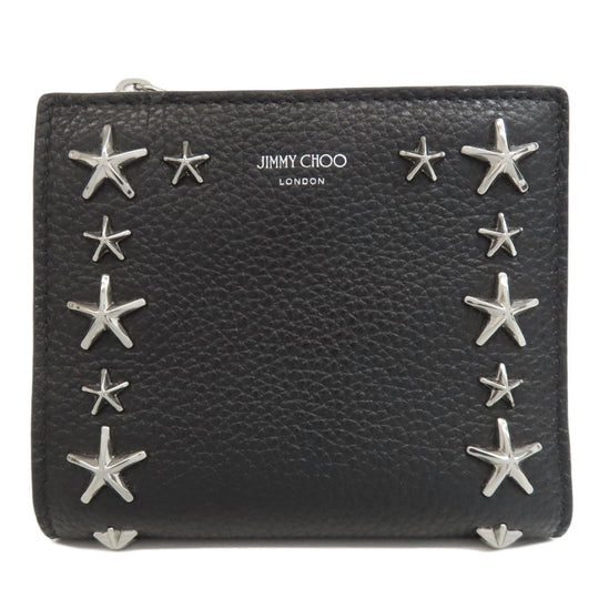 JIMMY CHOO Bifold Wallet leather black Star motif studs