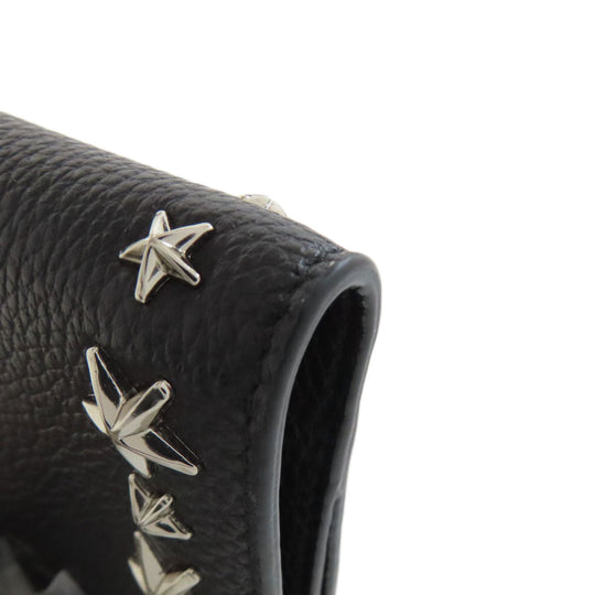 JIMMY CHOO Bifold Wallet leather black Star motif studs