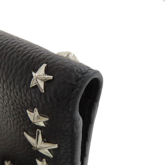 JIMMY CHOO Bifold Wallet leather black Star motif studs