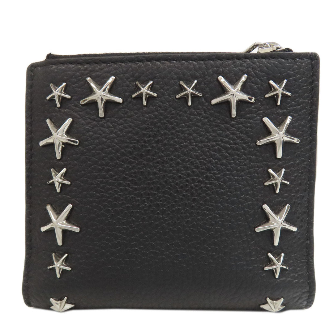 JIMMY CHOO Bifold Wallet leather black Star motif studs