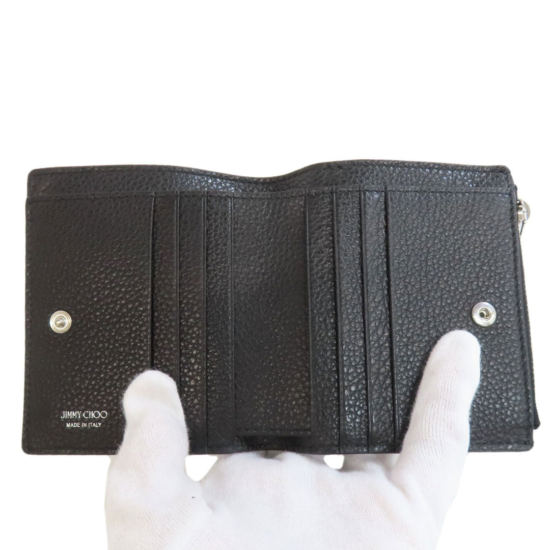 JIMMY CHOO Bifold Wallet leather black Star motif studs