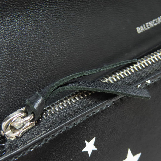 BALENCIAGA Long Wallet Purse 499207 Calfskin black Star motif Women Used Authentic