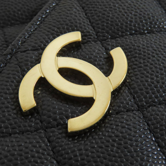 CHANEL Handbag Grained Calfskin Skin black ChainShoulder Matelasse Gold Metal Women Used Authentic